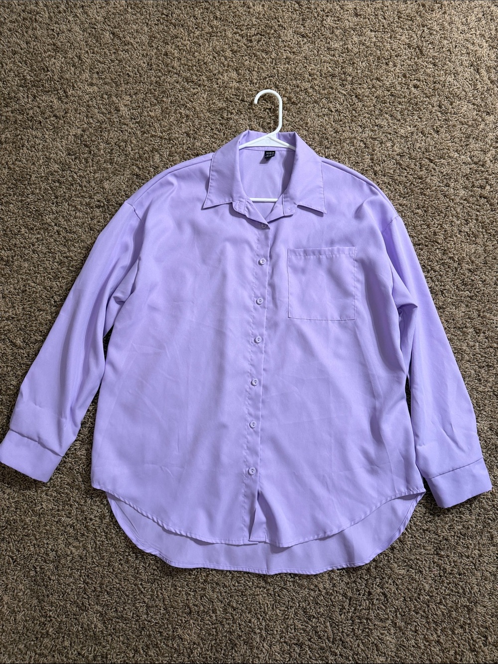 SHEIN Lavender Button-Down Shirt with Chest Pocket
